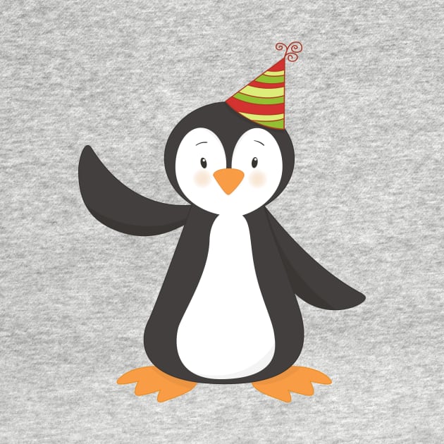 Cute Penguin, Baby Penguin, Penguin With Party Hat by Jelena Dunčević